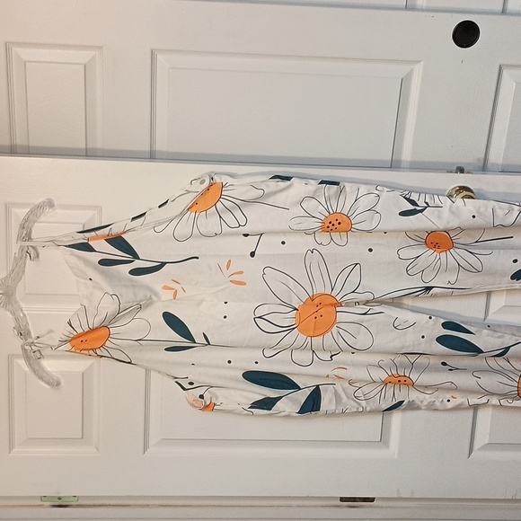 Women's Size 3XL Sunflower Print Romper w Pockets Jumpsuit Autumn Boho Hippie - Picture 5 of 12